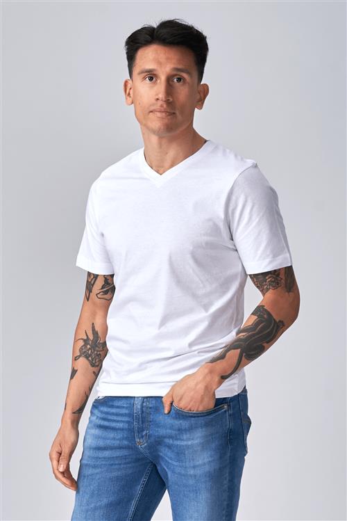 Basic V-neck t-shirt - Hvid - Herre - M - TeeShoppen