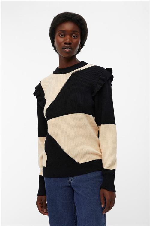 Herrena Ruffle Pullover Strik - Sandshell - L - Object