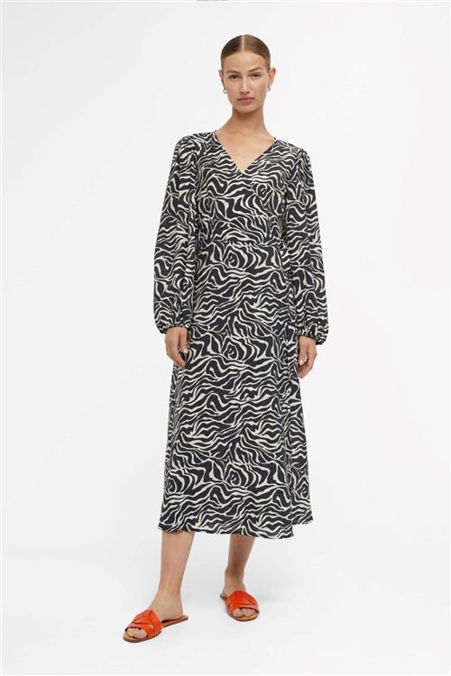 Leonora Midi Wrap Kjole - Sort Sandshell - 38 - Object