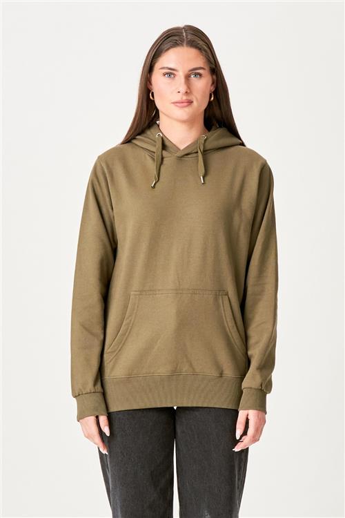 Oversized Hoodie - Oliven - Dame - XS - TeeShoppen