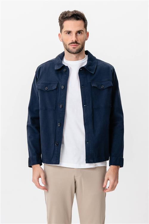 Twill Overshirt - Navy - XS - TeeShoppen