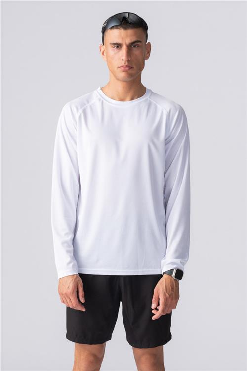 Langærmet Trænings T-shirt - Hvid - Herre - M - TeeShoppen