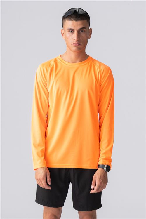 Langærmet Trænings T-shirt - Orange - Herre - L - TeeShoppen