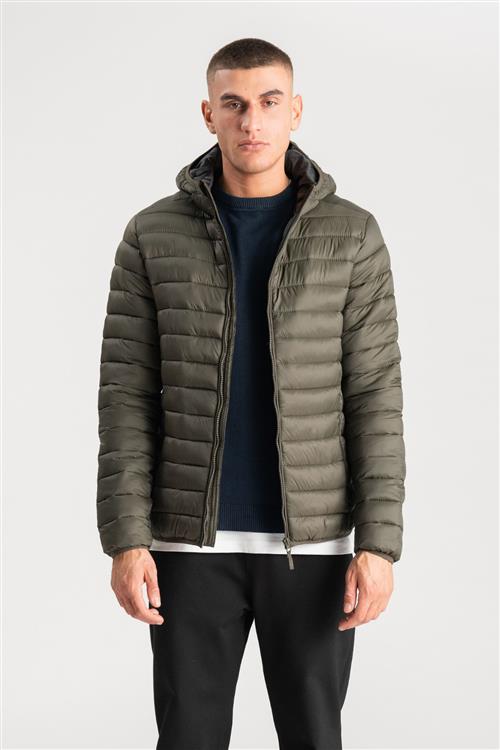 Hooded Let Puffer Jakke - Oliven - Herre - XL - TeeShoppen