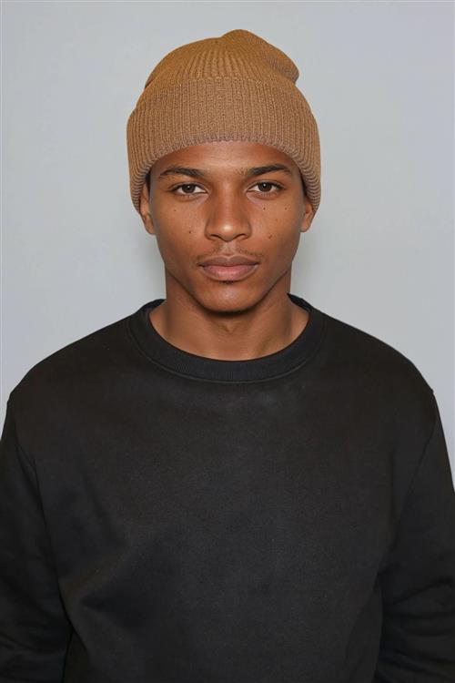Knitted beanie - Coffee - One Size - TeeShoppen