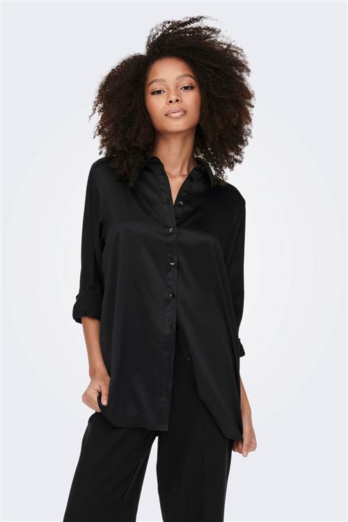 Victoria Satin Skjorte - Sort - M - ONLY