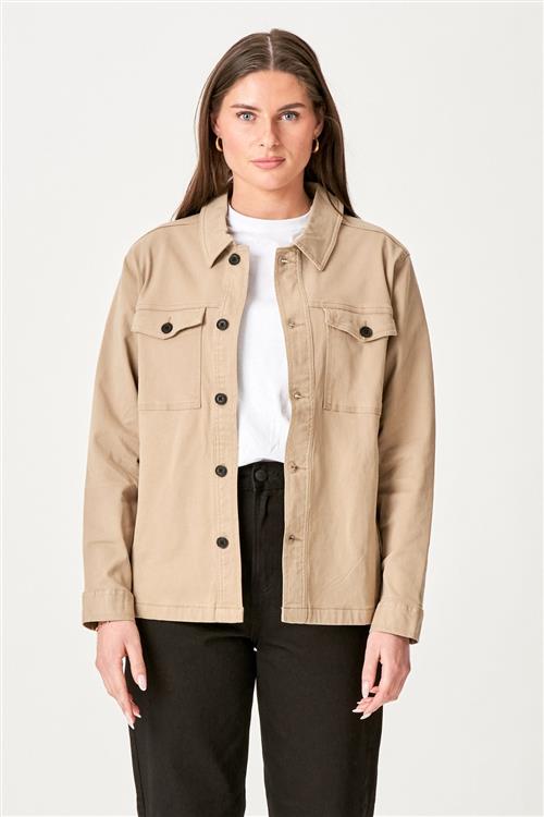Twill Overshirt - Beige - S - TeeShoppen