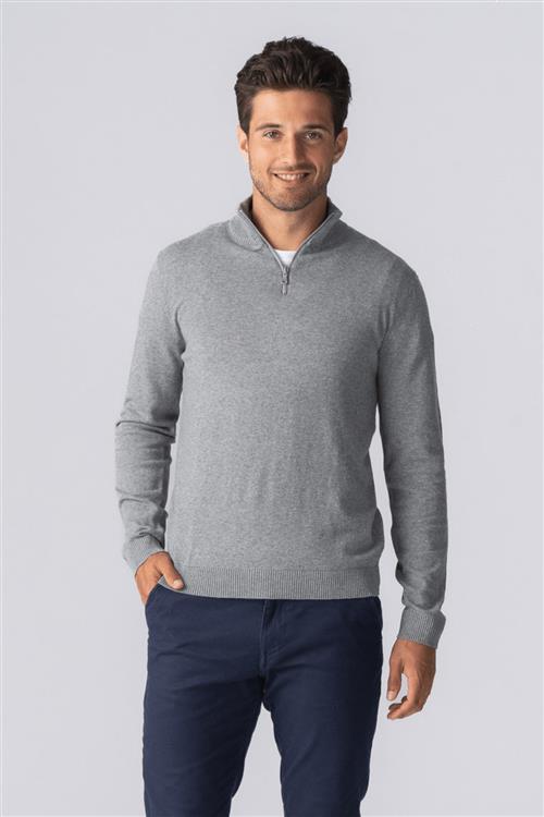 Pullover Half Zip - Grå Melange - Herre - M - TeeShoppen