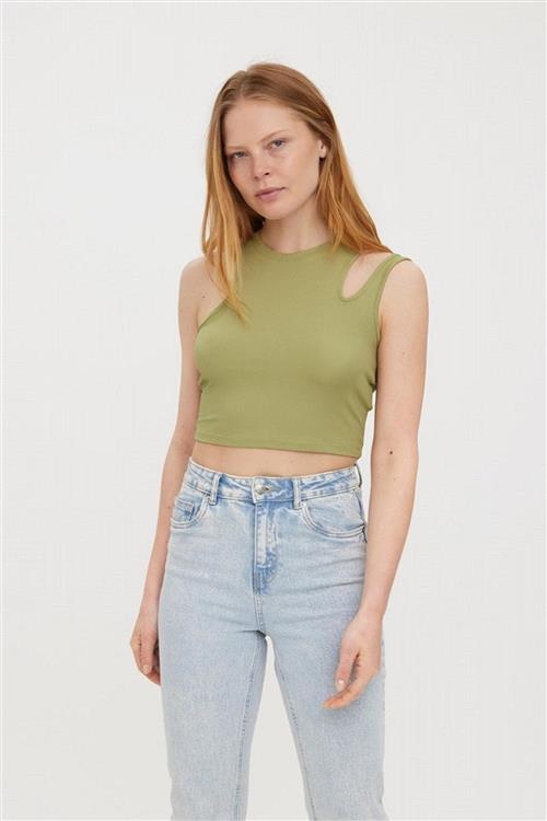 Ofelia Neia Tank Crop Top - Sage - M - Vero Moda