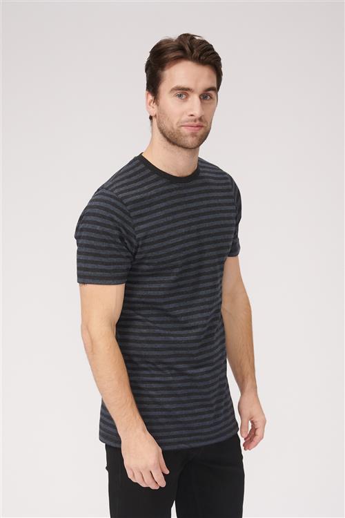 Nørregade Stripe - Meleret blå-Sort - Herre - XL - TeeShoppen