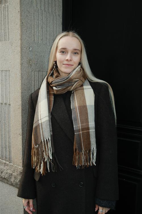 Tørklæde - Brun / Sort - One Size - TeeShoppen