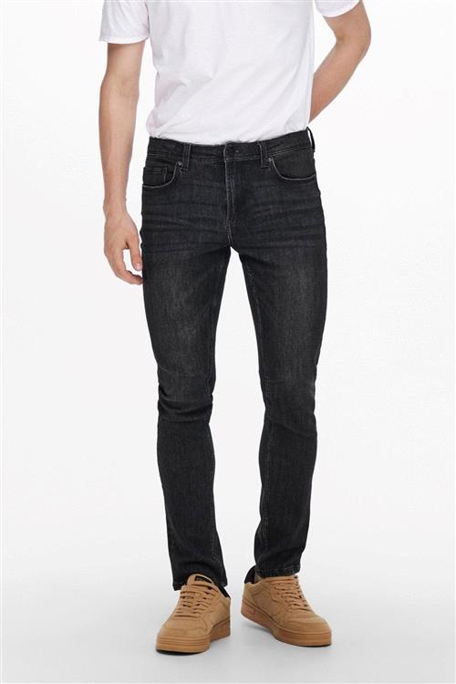 Loom Life Slim Jeans - Sort Denim - Slim fit - Herre - 30/32 - Only & Sons