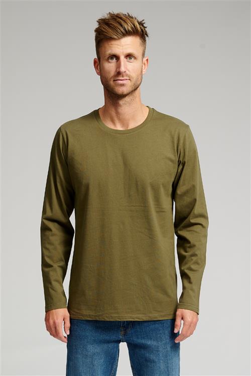 Basic Langærmet T-shirt - Armygrøn - Herre - M - TeeShoppen