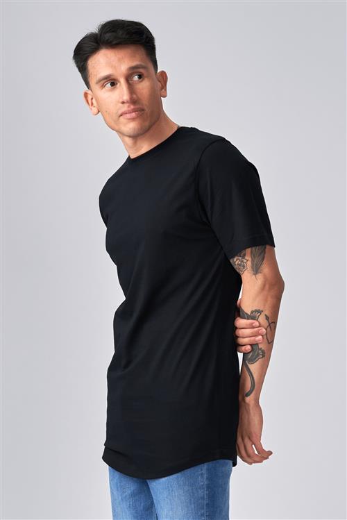 Long T-shirt - Sort - Herre - S - TeeShoppen