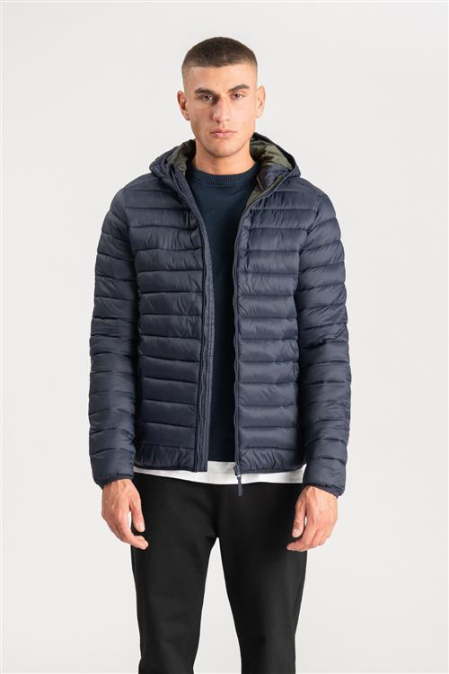 Hooded Let Puffer Jakke - Navy - Herre - XL - TeeShoppen