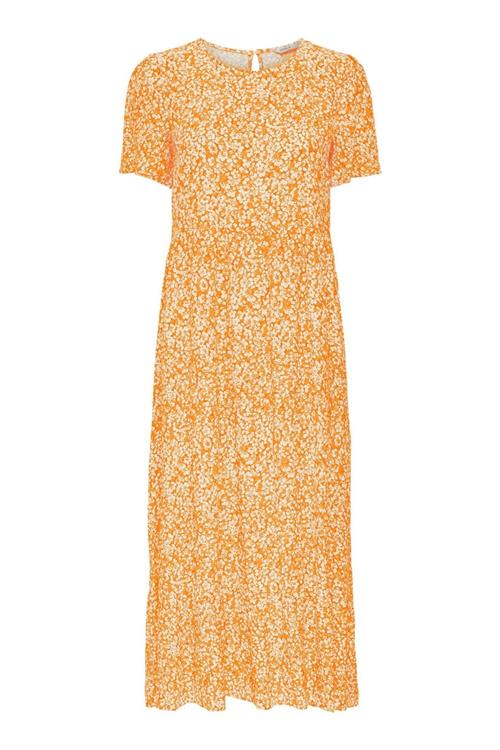 Malle Midi Kjole - Blomstret Orange - S - ONLY