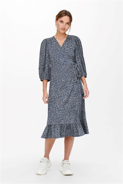 Olivia 3/4 Wrap Midi Dress - Blue Mirage - M - ONLY