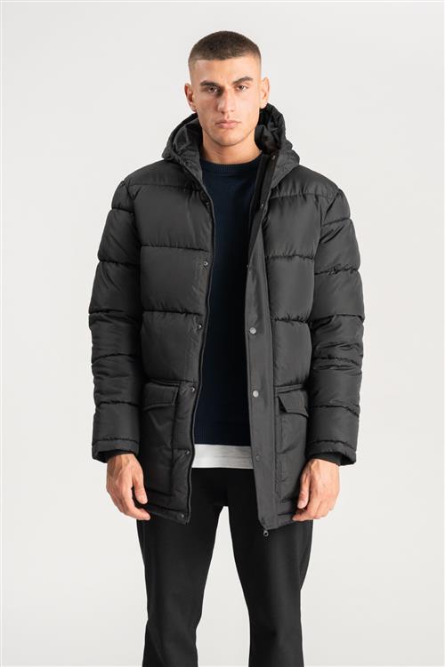 Lang Puffer Jakke - Sort - Herre - L - TeeShoppen