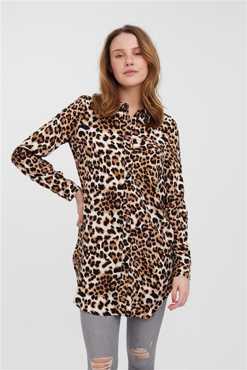 Easy Lang Skjorte - Tan - M - Vero Moda