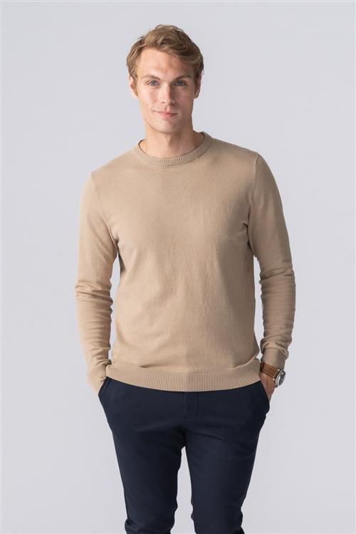 Se Pullover Rundhals - Sand - Herre - L - TeeShoppen ved Teeshoppen