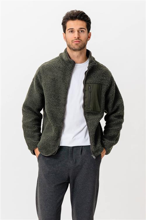 Fleece Jakke - Mørk Olive - XS - TeeShoppen
