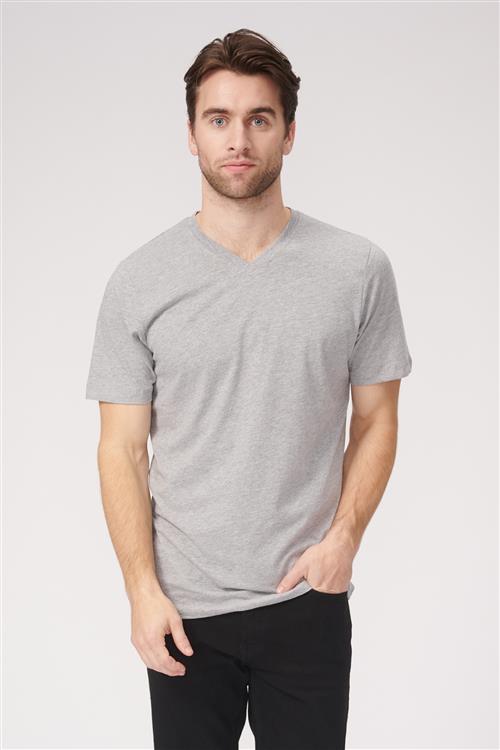 Basic V-neck t-shirt - Oxford Grå - Herre - M - TeeShoppen