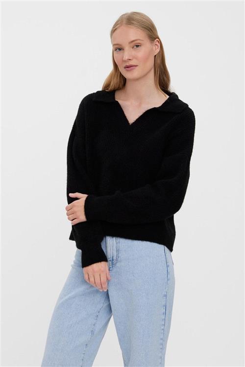 Olina Collar Bluse - Sort - L - Vero Moda