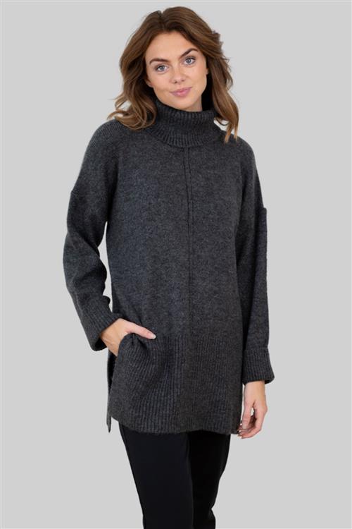 Tatiana Roll Neck Pullover - Mørkegrå - Dame - L - ONLY