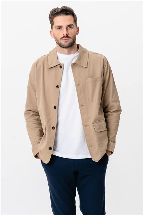 Twill Skjorte Jakke - Mørk Sand - 2XS - TeeShoppen