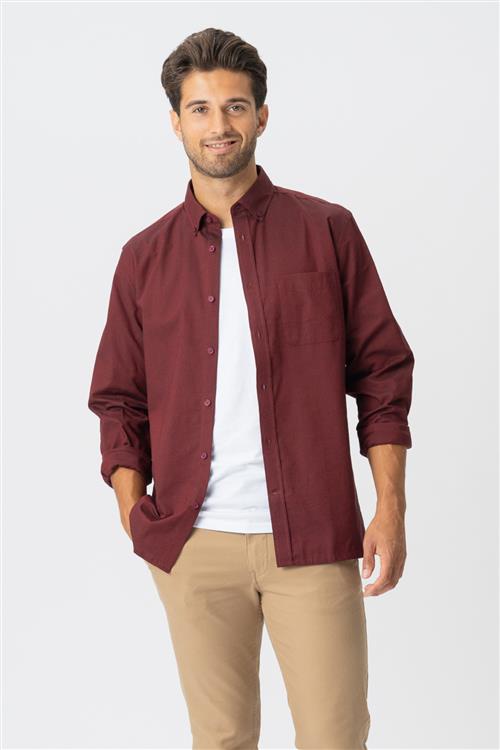 Originale Performance Oxford Skjorte - Bordeaux - Herre - M - TeeShoppen