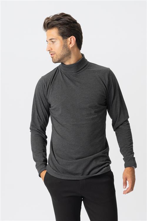 Rullekrave trøje - Mørkegrå - Herre - 2XL - TeeShoppen