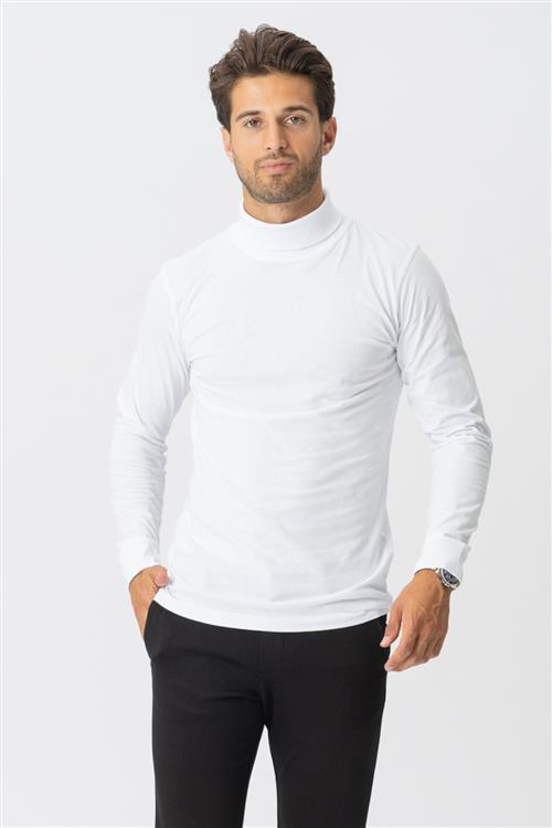 Rullekrave trøje - Hvid - Herre - 2XL - TeeShoppen