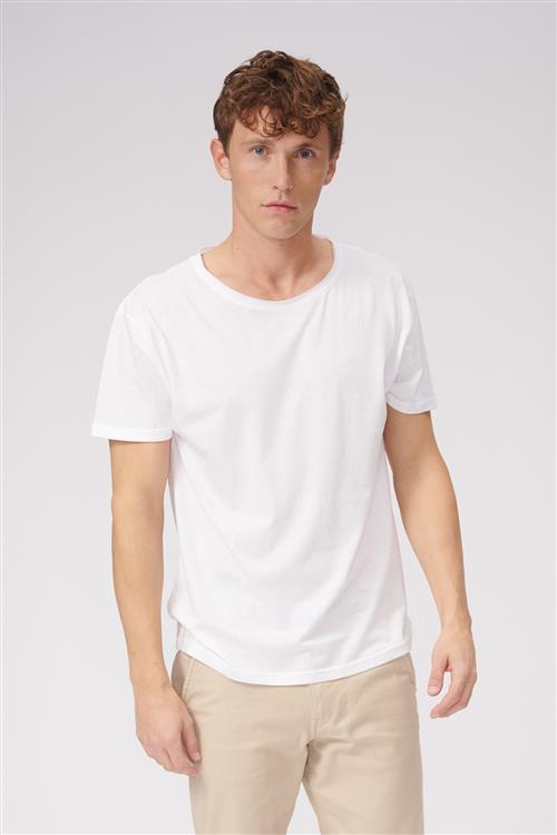 Dyb Rund Hals - Hvid - Herre - 3XL - TeeShoppen