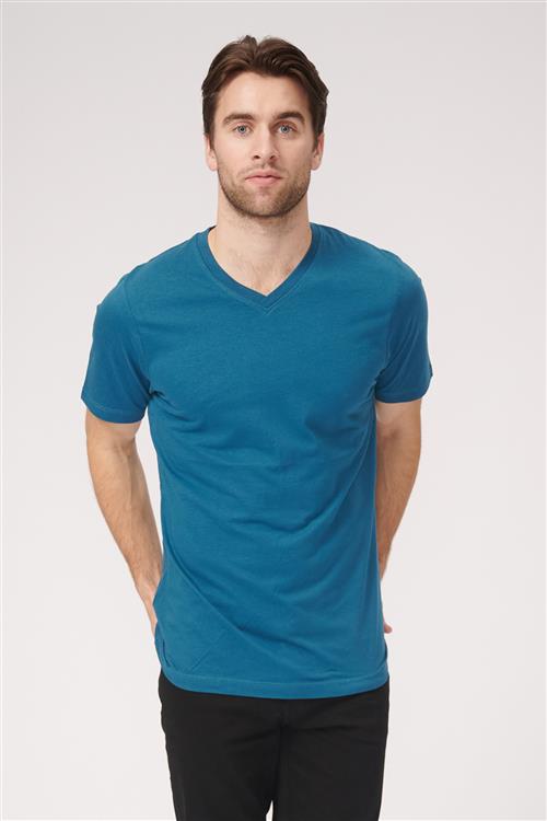 Basic V-neck t-shirt - Petroleum Blå - Herre - S - TeeShoppen