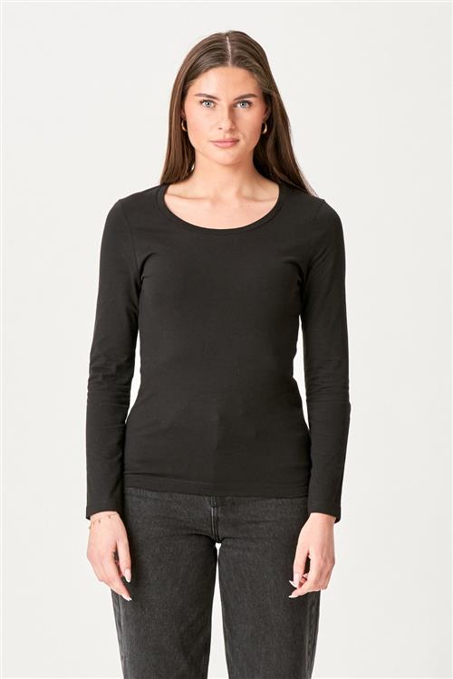 Basic langærmet T-shirt - Sort - Dame - M - TeeShoppen