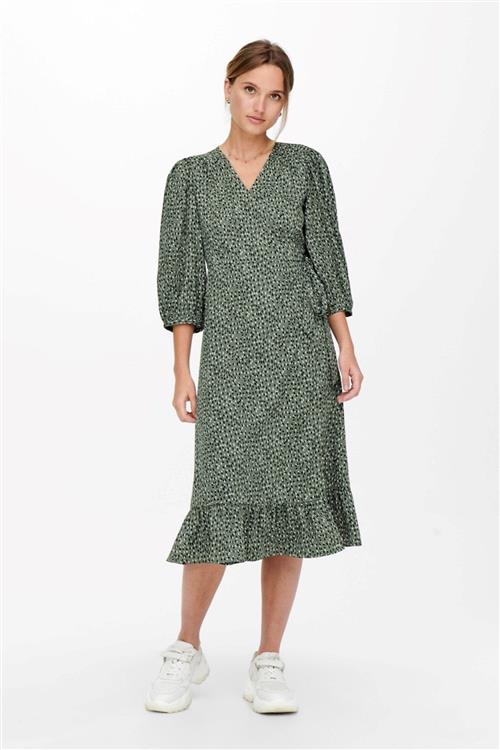 Olivia 3/4 Wrap Midi Dress - Balsam Green - Herre - L - ONLY