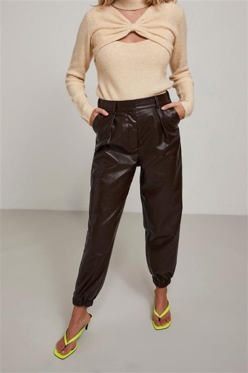 Nemma High Waist Pants - Chocolate Plum - Dame - M - PIECES