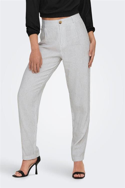 Olga Linen Pinstripe Pants - Bright White - 40/32 - ONLY