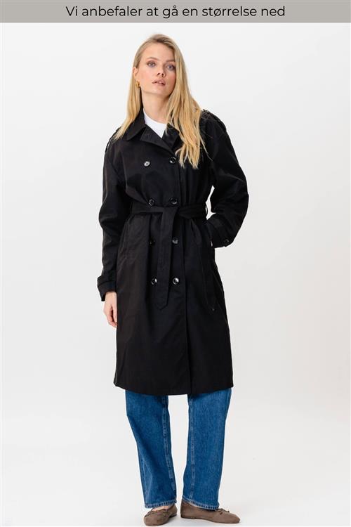 Linea trenchcoat - Sort - Dame - M - TeeShoppen