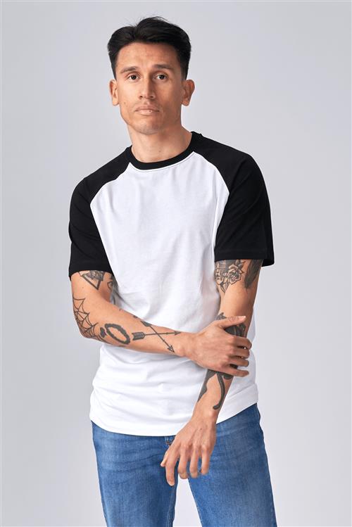 Basic raglan T-shirt - Sort-Hvid - Herre - XL - TeeShoppen
