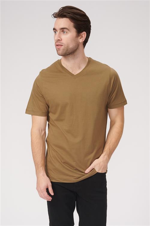 Basic V-neck t-shirt - Oliven - Herre - 2XL - TeeShoppen