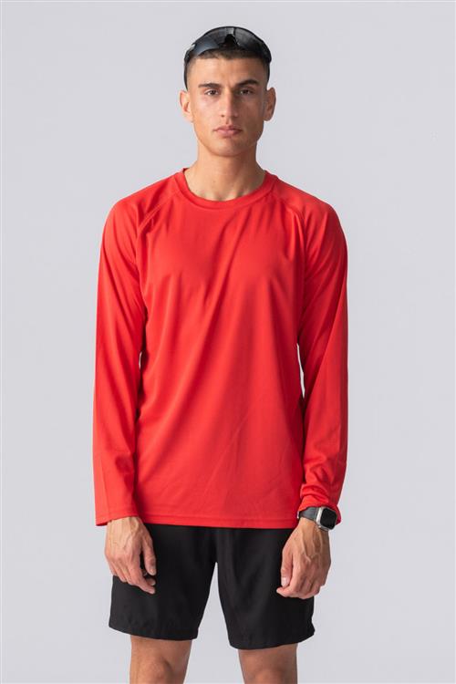 Langærmet Trænings T-shirt - Rød - Herre - XL - TeeShoppen