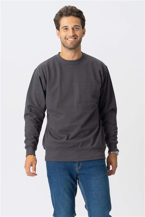 Basic Crewneck - Mørkegrå - Herre - 4XL - TeeShoppen