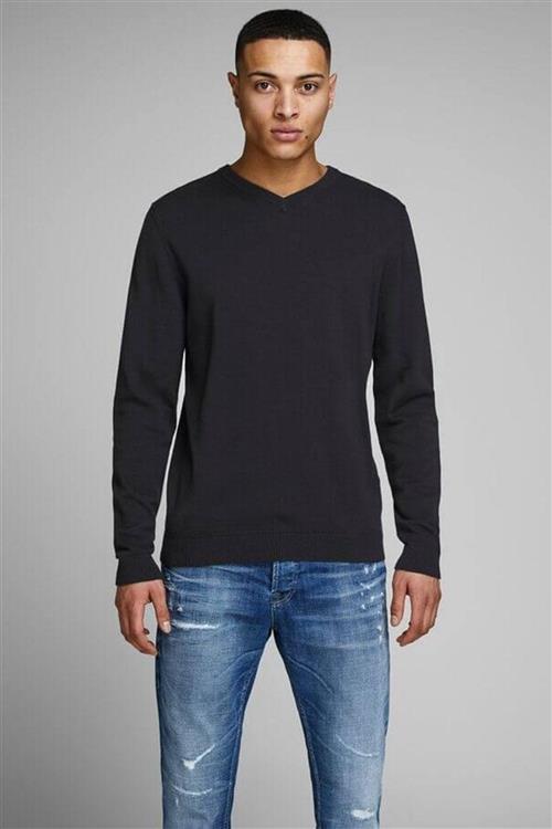Basic knit v-neck - Sort - Herre - XL - Jack & Jones