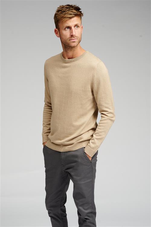 Basic Knit Crewneck - Beige - FeHerre - 2XL - TeeShoppen