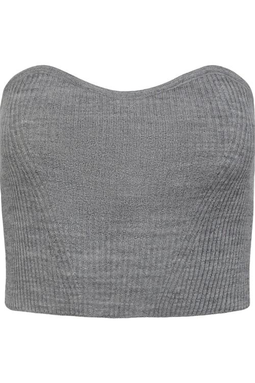 Angie Knit Tube Top - Light Grey Melange - XS - PIECES