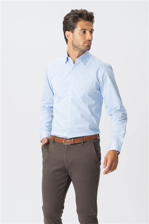 Originale Performance Skjorte - Lyseblå/Hvid Stribet - Herre - 3XL - TeeShoppen