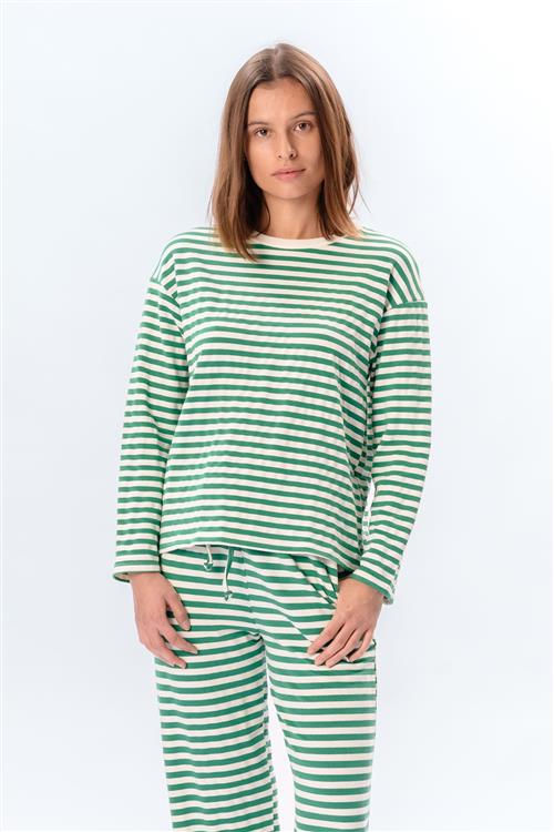 Stribet Trøje - Grøn - L/XL - TeeShoppen