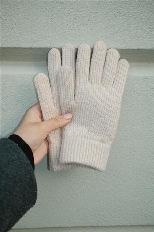 Strikkede Handsker - Beige - One Size - TeeShoppen