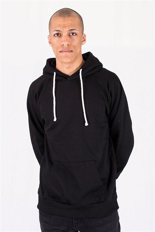Raglan basic hoodie - Sort - Herre - 2XS - TeeShoppen